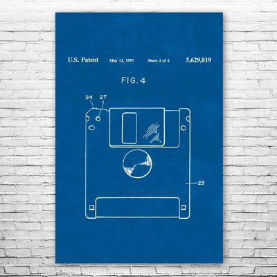 Floppy Disk Poster Print, Programmer Gift, Computer Science Art, IT Tech Gift, Floppy Disk Art Print, Computer Decor Blueprint (13 inch x 19 inch)