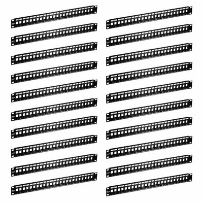 TRENDnet 24-Port Blank Keystone 1U Patch Panel, 20-Pack Bundle, 1U 19" Metal Rackmount Housing, Recommended with TC-K25C6 & TC-K50C6 Cat6 Keystone Jacks (Sold Separately), Black, TC-KP24-20