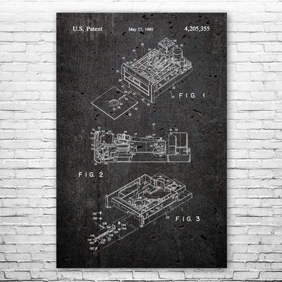 Floppy Disk Drive Poster Print, Computer Science Art, Programmer Gift, Disk Drive Art Print, Computer Lab Art Dark Concrete (20 inch x 30 inch)
