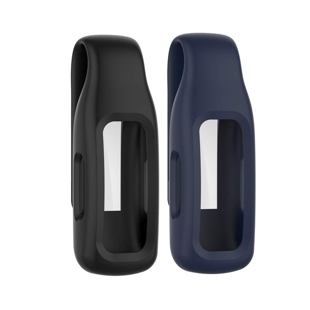2-Pack HYWRDYB Clips Case Compatible with Fitbit Inspire 2,Soft Silicone Holder Fitbit Inspire 2 Clips with Steel Sheet Clip Clasp Accessory (BlackNavy)