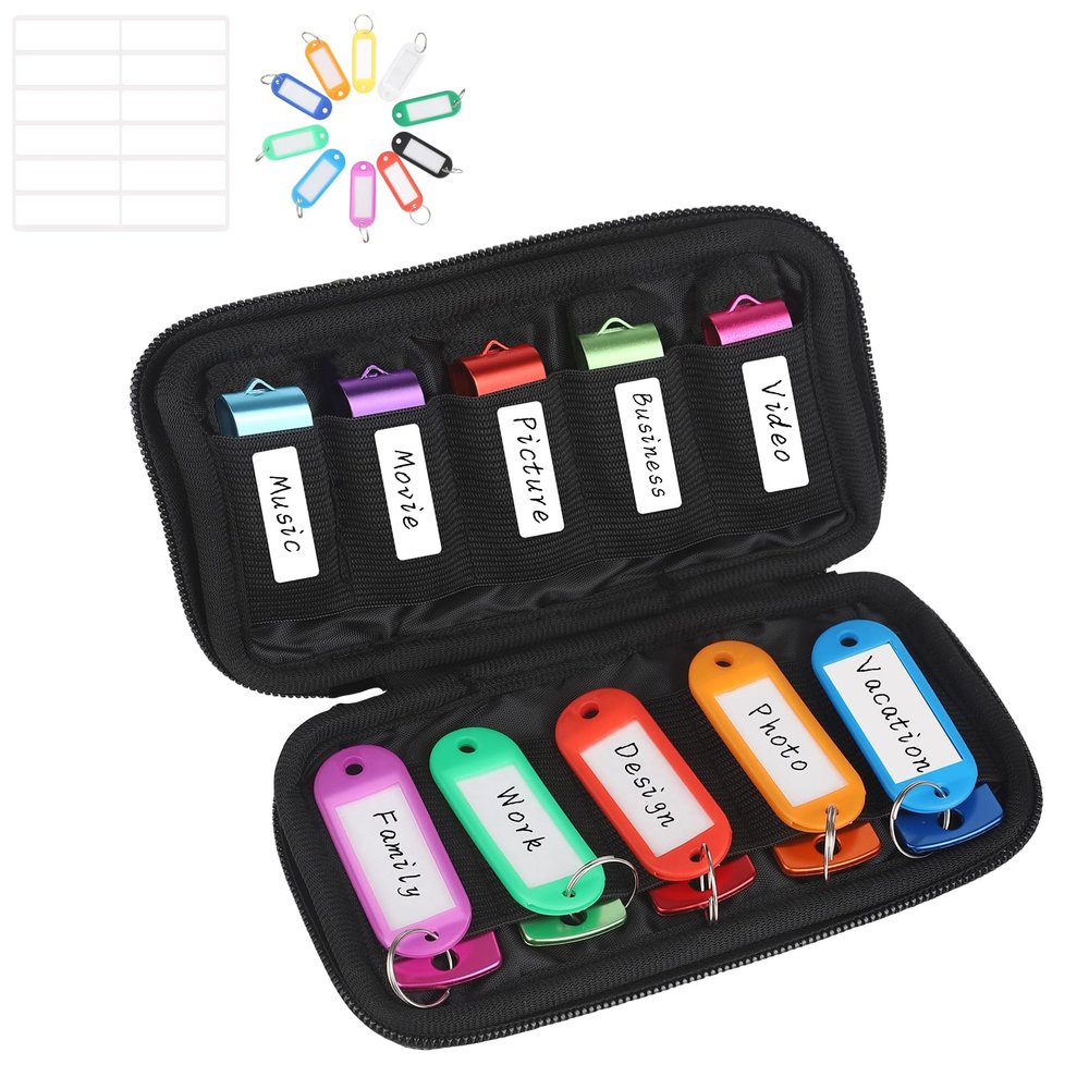 vellgo USB Flash Drive Case Soft Material Thumb Drive Holder case, USB Drive Holder Organizer, Portable Electronic Accessories Bag for USB Memory Stick with 10 Slots