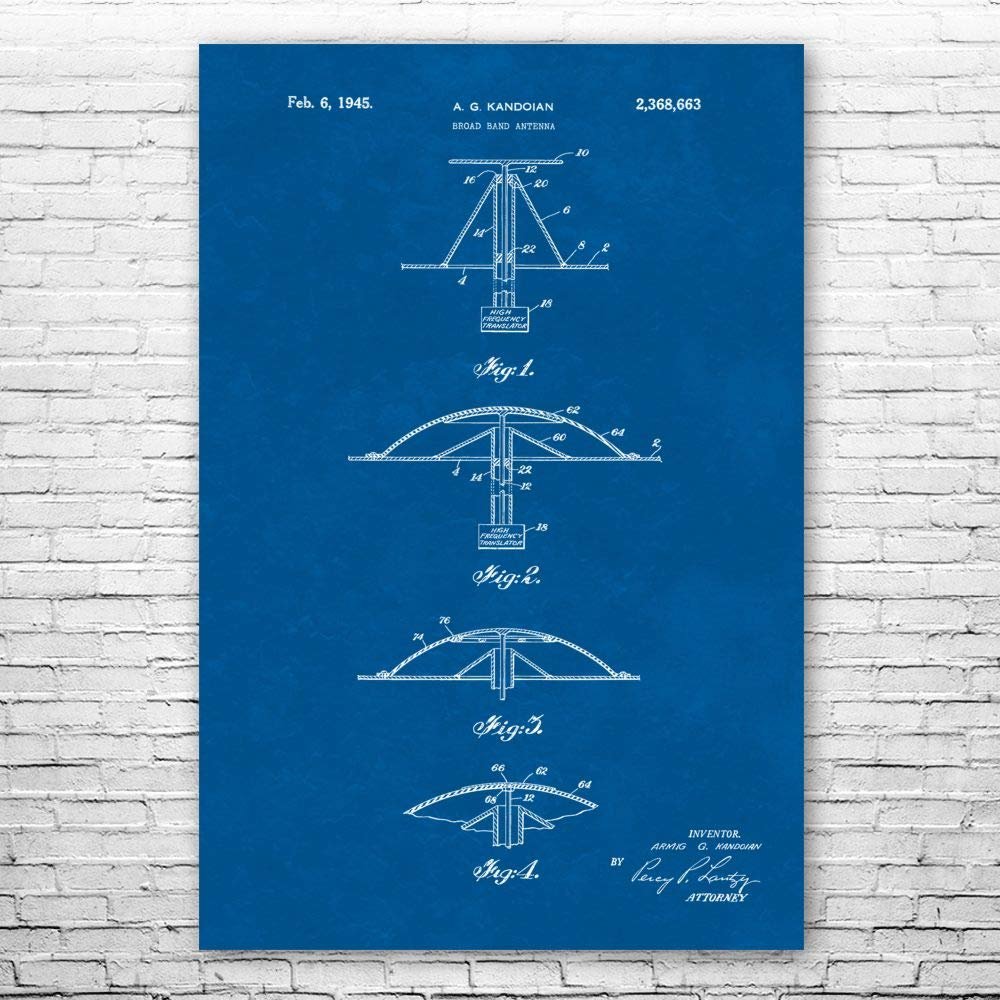 Broadband Antenna Poster Print, Radio Station Art, Network Engineer, Telecom Gift, Antenna Art Print, Ham Radio Gift Blueprint (13 inch x 19 inch)