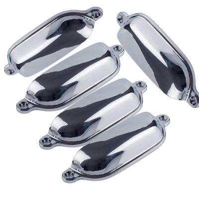 Panduo 5X Shell Cup Handles Half Moon Vintage Cupboard Door Drawer Cabinet Cupped Handles Pull Knobs Door Pull Handle Kitchen Cupboard Cabinet Drawer (Color : Bright Chrome)