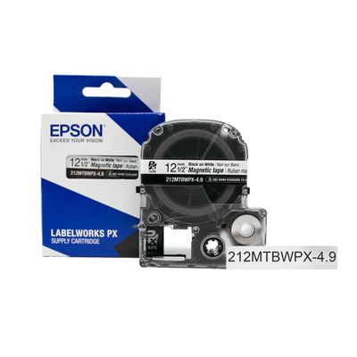 LABELWORKS 212MTBWPX-4.9 Magnetic Tape Cartridge - Black on White Magnet Label Maker Tape - 1/2" (12MM) Wide, 4.9 ft, White