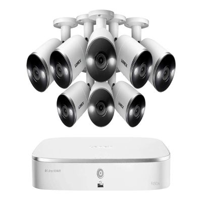 Lorex N4K2SD-88WB Surveillance System Featuring N842A82 Fusion 4K 2TB NVR and 8 E892AB 4K 8MP Active Deterrence Bullet Camera