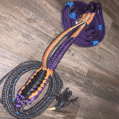 EPT Bull Ropes Brazilian/American Hybrid Pro Purple Nylon on White Poly 9x7 Left Hand 13/16" x 3/4" 16'