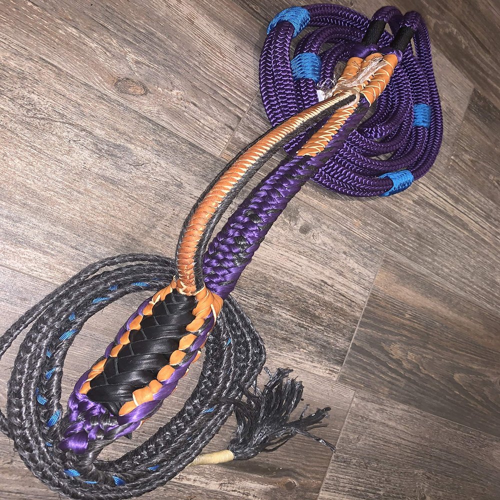 EPT Bull Ropes Brazilian/American Hybrid Pro Purple Nylon on White Poly 9x7 Left Hand 13/16" x 3/4" 16'