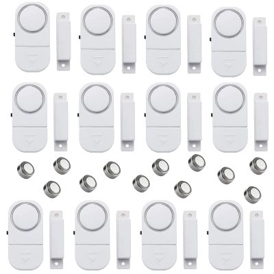 12 Pack Wireless Security Window/Door Alarm, Magnetic Sensor Door Window Burglar Alert Alarm Pool Alarms Super Loud for Home, Garage, Apartment, Dorm, RV and Office(Include Batteries)