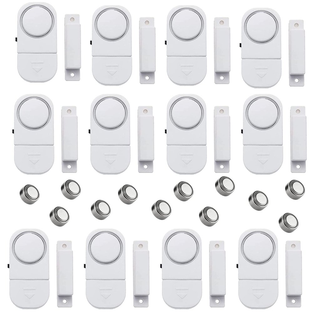 12 Pack Wireless Security Window/Door Alarm, Magnetic Sensor Door Window Burglar Alert Alarm Pool Alarms Super Loud for Home, Garage, Apartment, Dorm, RV and Office(Include Batteries)