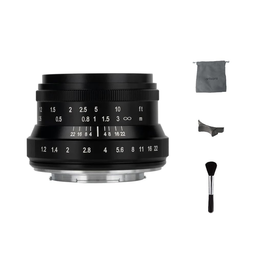 7Artisans 35mm F1.2 II APS-C Large Aperture Manual Focus Prime Lens for Fuji X Mount Mirrorless Cameras Black