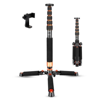 Koolehaoda Camera Aluminum Monopod with Metal Tripod Base.6 Sections 46-177cm/18-69inch Adjustable, Leg Diameter 28mm,up to 6kg /13lbs