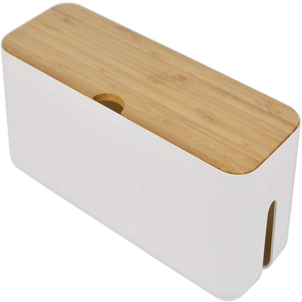 Cable Storage Box Power Strip Wire Case Anti Dust Charger Socket Organizer Storage Bin Charger Wire Management Box (White)