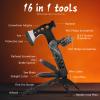 Camping Multitool Accessories Stocking Stuffers for Men 16 in 1 Multi Tool Survival Gear with Axe Hammer Pliers Saw Screwdrivers Bottle Opener Whistle with Sheath for Hiking, Gifts for Men Dad Him view 2