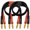 CNCESS CESS-037-1F 12 AWG Silicone Speaker Cable, Banana Plug Male to Male, Tinned Copper Wire, 1 Foot, 2-Channel view 1