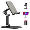 OCYCLONE Cell Phone Stand + 2 PCS Cable Organizer, Angle Height Adjustable iPhone Stand for Desk, Foldable Cell Phone Holder Tablet Stand Compatible with 4.7"-13" Phone Tablet view 1