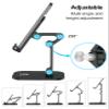 OCYCLONE Cell Phone Stand + 2 PCS Cable Organizer, Angle Height Adjustable iPhone Stand for Desk, Foldable Cell Phone Holder Tablet Stand Compatible with 4.7"-13" Phone Tablet view 2