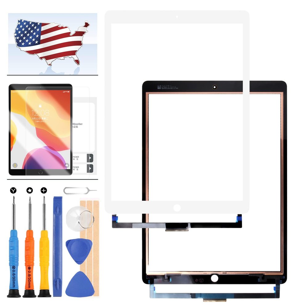 for iPad Pro 12.9 2 2nd Gen 2017 Screen Replacement A1671 A1670 Touch Screen Digitizer Panel Glass Sensor Touch Panel Repair Kits,Including Tempered Glass +Free Tools(Not LCD Display) (White)