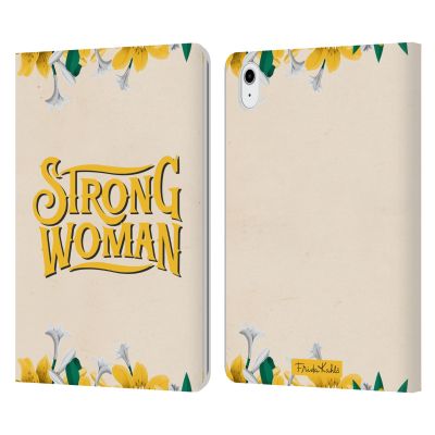 Head Case Designs Officially Licensed Frida Kahlo Strong Typography 2 Leather Wallet Case Compatible with Apple iPad Air 11 2020/2022/2024/2025