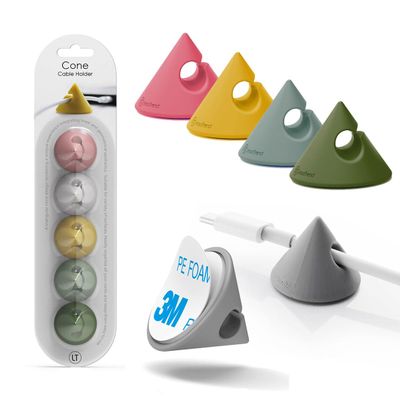 Lead Trend CH-0503 Cone Silicone Cable Holder, Cable Clip, Cord Clip, Pack of 5 (Multicolor)