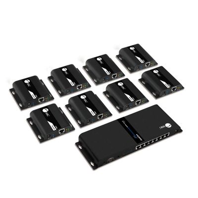 SIIG 1x8 1080p HDMI Extender Splitter kit Over Cat6 Cable up to 394ft, HDMI 1.3, IR Pass-Through, Support TX to RX Connect Directly or Cascade More receivers via Ethernet Switch (CE-H26W11-S1)