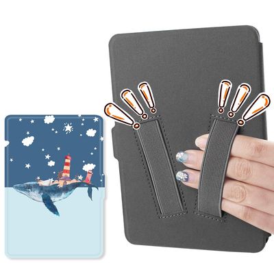 Youngme martshell case for 2018 All-New Kindle Paperwhite with 2pcs Hand Straps, Suitable for Small Hand Person/Wake for 10th Generation Kindle Paperwhite and Tiny Palm People (Whale)