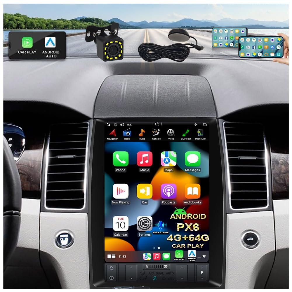 2024 New Android Car Stereo Radio GPS Navigation System for Ford Taurus 2012-2016 Multimedia Player 13.3 inch 4K IPS Screen 4G+64G Car Play and Android Auto Audio Video in Dash Kit