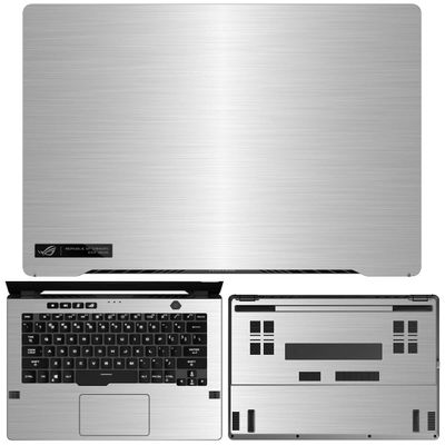SopiGuard Sticker Skin for 2021 2020 ASUS ROG Zephyrus G14 Edge-to-Edge Vinyl Decal Wrap Include Top, Trackpad, Palm Rest, and Bottom Panels (Brushed Silver)