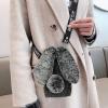 DasKAn 3D Bunny Ears Plush Case for iPod Touch 5/6 / 7 with Crossbody Strap, Winter Warm Handmade Bling Diamond Soft Rabbit Fluffy Furry Fur Shockproof Protective Phone Cover, Grey view 2