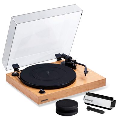 Fluance RT82 Reference High Fidelity Vinyl Turntable Record Player with Ortofon OM 10 Cartridge, Speed Control Motor, Record Weight, 3 in 1 Stylus and Record Cleaning Vinyl Accessory Kit