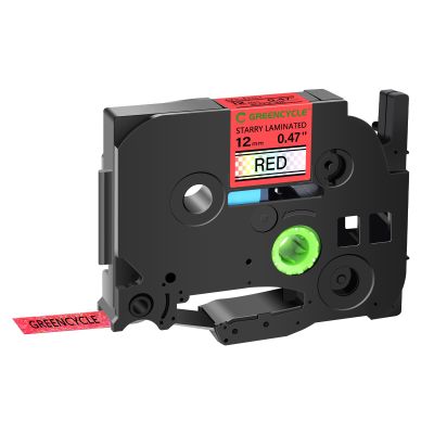 GREENCYCLE Compatible for Brother P Touch TZ TZe-431L1 Starry Laminated Glitter Rainbow Bling AZE Label Tape Black on Red 1/2" 12mm use in PTD210 PT-H100 PTH110 PT-D400AD PTD600 PT-1290