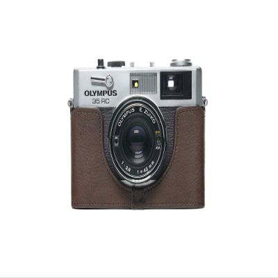 35 RC Case, BolinUS Handmade Genuine Real Leather Half Camera Case Bag Cover for Olympus 35 RC Camera with Hand Strap (Coffee)