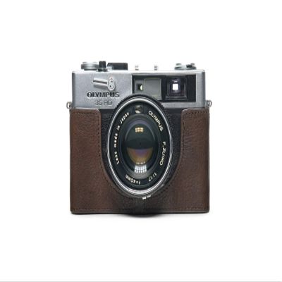35 RD Case, BolinUS Handmade Genuine Real Leather Half Camera Case Bag Cover for Olympus 35 RD /35 DC Camera with Hand Strap (Coffee)