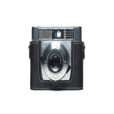 Symbolica Case, BolinUS Handmade Genuine Real Leather Half Camera Case Bag Cover for Zeiss Ikon Symbolica Camera with Hand Strap (Black)