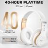 6S Wireless Bluetooth Headphones Over Ear, Hi-Fi Stereo Foldable Wireless Stereo Headsets Earbuds with Built-in Mic, Volume Control, FM for iPhone/Samsung/iPad/PC (White & Gold) view 4