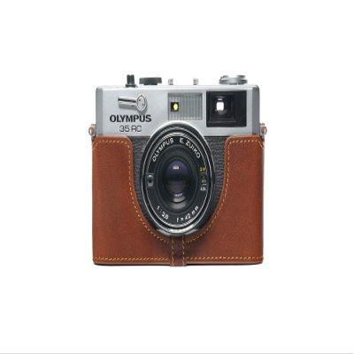 35 RC Case, BolinUS Handmade Genuine Real Leather Half Camera Case Bag Cover for Olympus 35 RC Camera with Hand Strap (LavaBrown)