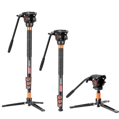 Cayer FP34 Monopod with Feet, 71 inch Aluminum Telescopic Camera Monopod with Fluid Head and 3-Leg Tripod Base for DSLR Video Cameras Camcorders, Supporting up to 13.2 lbs
