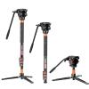 Cayer FP34 Monopod with Feet, 71 inch Aluminum Telescopic Camera Monopod with Fluid Head and 3-Leg Tripod Base for DSLR Video Cameras Camcorders, Supporting up to 13.2 lbs view 1