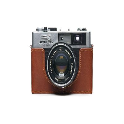 35 RD Case, BolinUS Handmade Genuine Real Leather Half Camera Case Bag Cover for Olympus 35 RD /35 DC Camera with Hand Strap (LavaBrown)