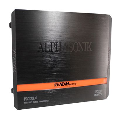 Alphasonik V1000.4 Venum Series 2000 Watts Max 4-Channel Car Amp with Power Plant Chip 4-Way Protection Circuitry Multi-Channel Bridgeable Class A/B with Low Level Outputs & Selectable Input Switch