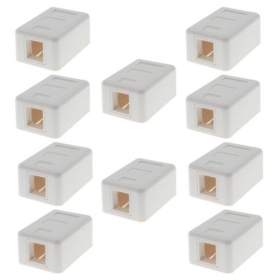 Beszin Keystone Jack Surface Mount Box White, Biscuit for RJ45, RJ11, RJ12 Keystone Jacks, UL Listed, RoHs Compliant (10-Pack, 1-Port)