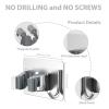 homeasy Mop Broom Holder No Drill, Mop Broom Organizer Wall Mounted Heavy Duty with Hooks Hanger, Self Adhesive Stainless Steel 4Pcs for Bathroom, Kitchen, Office (Silver) view 4