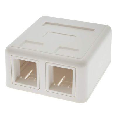 Beszin Keystone Jack Surface Mount Box White, Biscuit for RJ45, RJ11, RJ12 Keystone Jacks, UL Listed, RoHs Compliant (1-Piece, 2-Port)