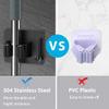 homeasy Mop Broom Holder No Drill, Mop Broom Organizer Wall Mounted Heavy Duty with Hooks Hanger, Self Adhesive Stainless Steel 4Pcs for Bathroom, Kitchen, Office (Black) view 2