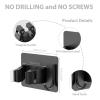 homeasy Mop Broom Holder No Drill, Mop Broom Organizer Wall Mounted Heavy Duty with Hooks Hanger, Self Adhesive Stainless Steel 4Pcs for Bathroom, Kitchen, Office (Black) view 4