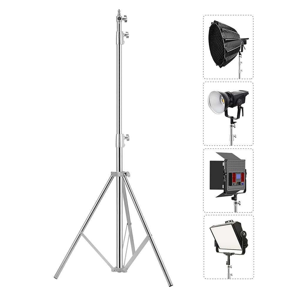 Stainless Steel Photography Video Tripod Stand, Spring Cushioned Heavy Duty Tripod Stand, 9.5ft/2.8m, Universal Adapter for Photography Studio Monolight Reflector Portrait