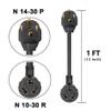 Eversimpleinc 3 Prong to 4 Prong Dryer Plug Adapter, Connects 3-Prong Old Dryer to 4 Prong New Dryer Receptacle, NEMA 14-30P to 10-30R 4-Prong Dryer Outlet Adapter, 30A 125/250V, STW 10AWG view 2