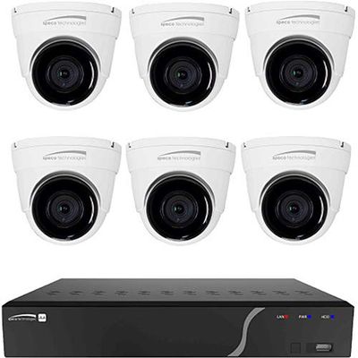 SPECO Technologies ZIPK8T2 8-Channel 5MP NVR with 2TB HDD & 6 x 5MP Outdoor Network Turret Cameras, 2.8mm Lens
