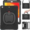 360 Degree Rotating Bracket iPad Air3 Pro10.5 case with Shoulder Strap & Pencil Holder & Handle Shockproof and dustproof Child Protection Cover (iPadPro10.5/Air3, Black+Black) view 1