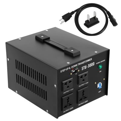 3000W Voltage Converter Transformer Machine Power Converters Voltage Changer 3-Prong Plug AC Power Transformer Heavy Duty Step-up/Step-Down 110V to 220V/220V to 110V