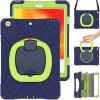 360 Degree Rotating Bracket iPad Air3 Pro10.5 case with Shoulder Strap & Pencil Holder & Handle Shockproof and dustproof Child Protection Cover (iPadPro10.5/Air3, Navy Blue+Lime) view 1